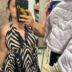 SHEIN Blue and White Patterned Dress